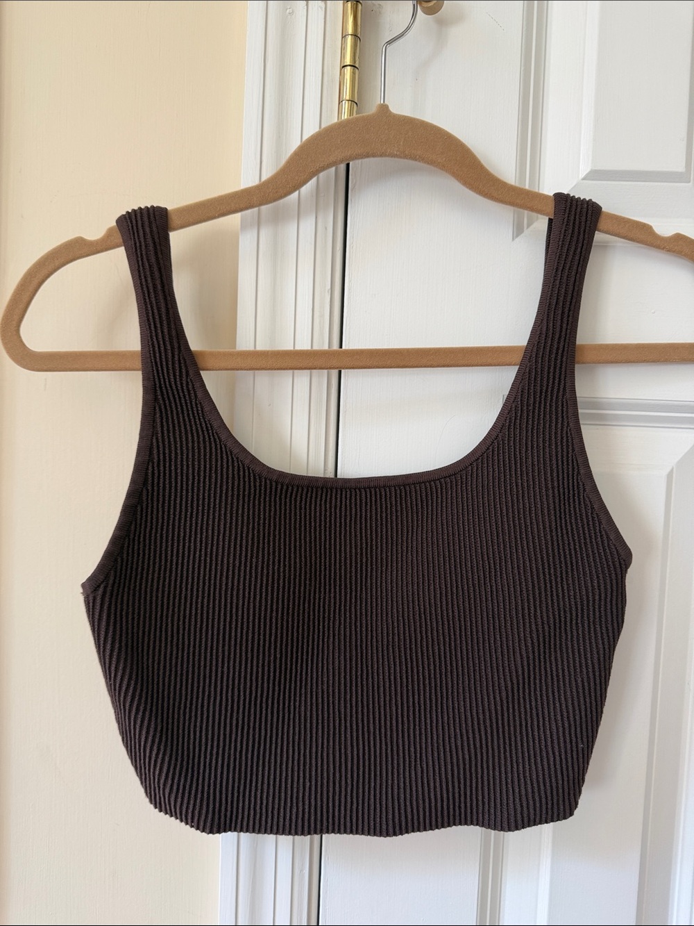 Babaton Aritzia Classic Ribbed Crop Tank Top - Brown Size M